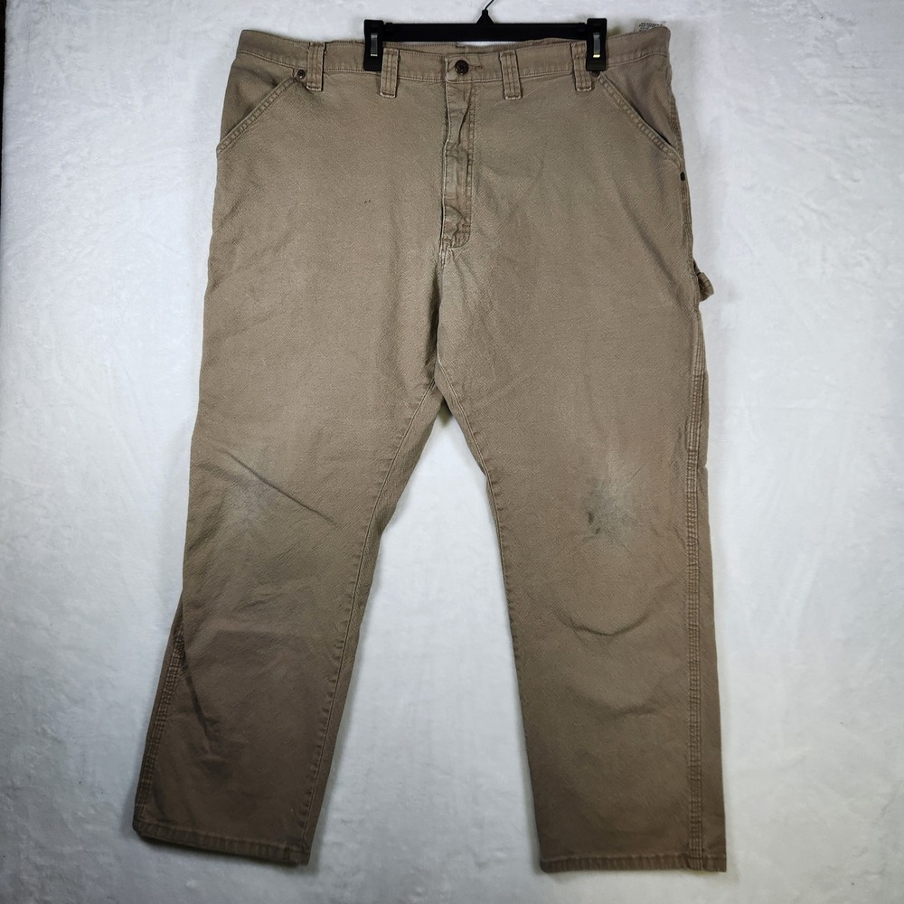 Wrangler Carpenter Pants Men's 44x30 Workwear Utility Khaki Canvas Trousers